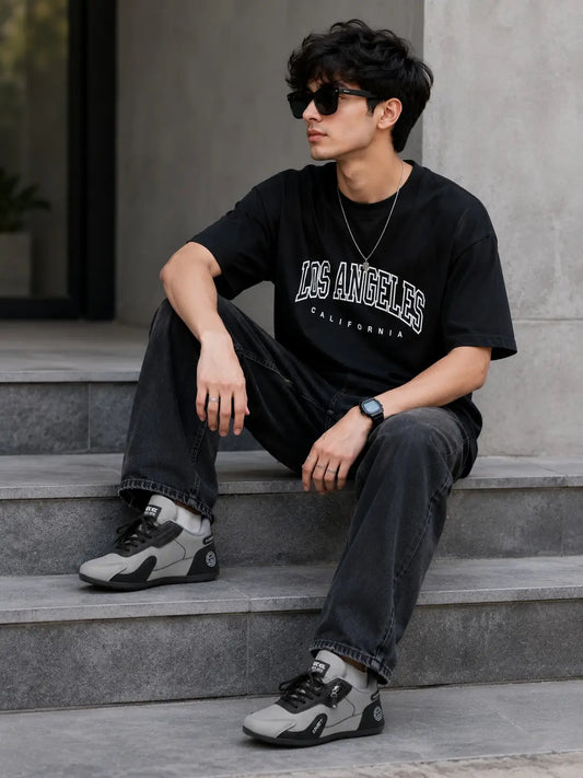 Zip-Strap Street Sneaker – Stone Grey