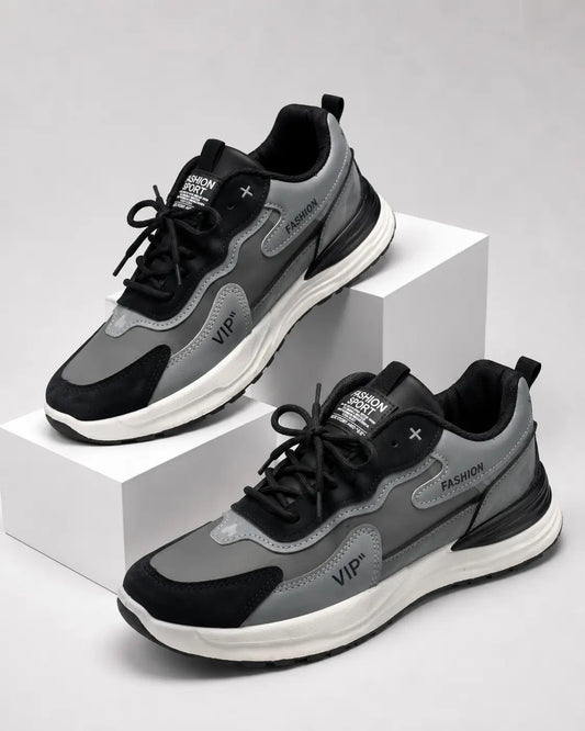 Embossed Sport Runner Sneaker Grey