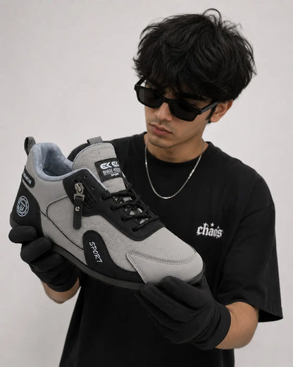 Zip-Strap Street Sneaker – Stone Grey